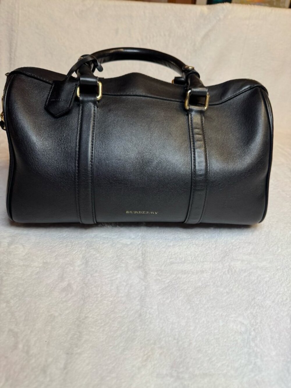 Burberry Chester Boston Bag Black Smooth Leather Gold Hardware Nova Check Lining